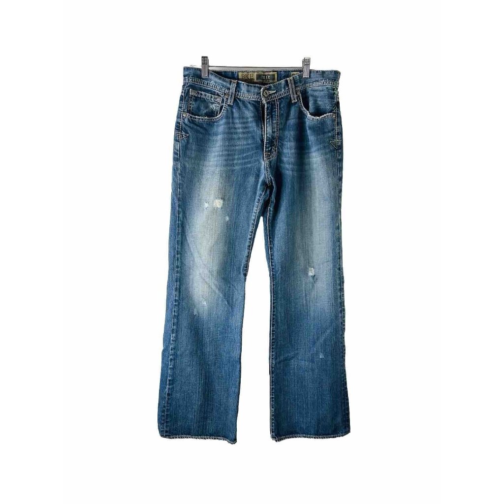 Bke Buckle Tyler Thick Stitched Bootcut Denim Blue Jeans